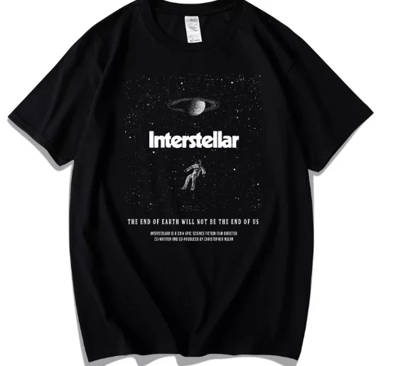 Danqi Yoyo Interstellar Time Travel Pure Cotton Short-Sleeved Space Sci-Fi Movie Black Hole Male-Female Shirt T-Shirt ual style
