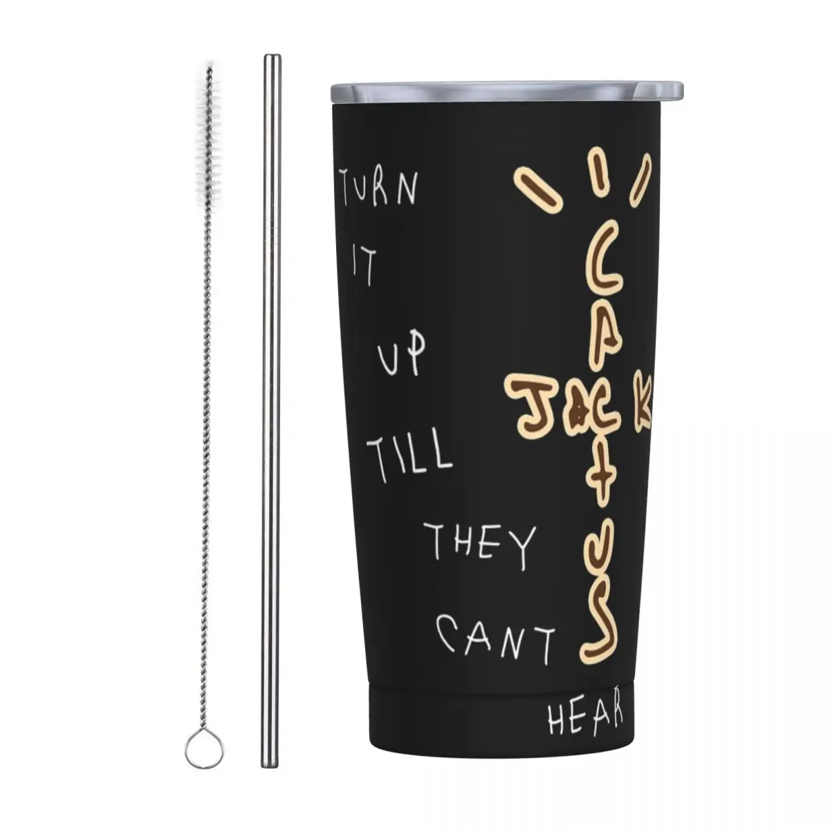 Cactus Jack Travis Scott X Mc Stainless Steel Tumbler Vacuum Insulated Mugs Thermal Cold Bottle Straws With Lid 20oz