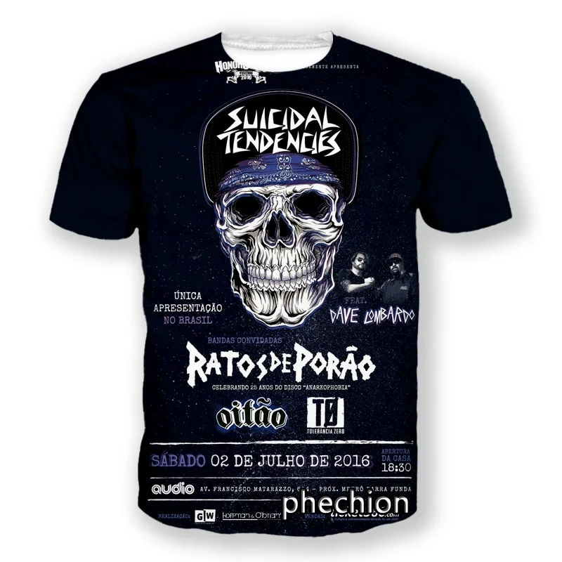 Phechion-Camiseta DE manga corta para hombre y mujer, camisa informal con estampado 3D DE banda DE Rock, RATOS DE PORAO, deportiva, Hip Hop, DE