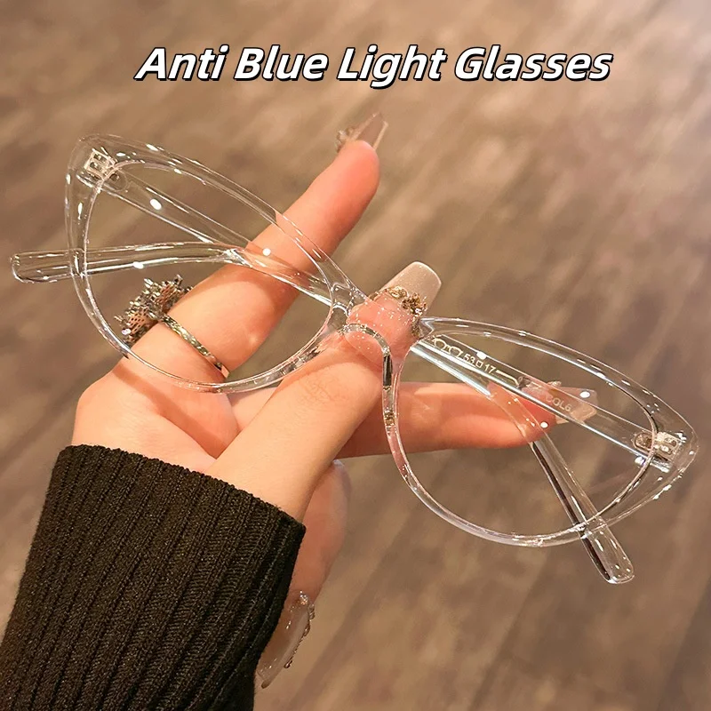 

Fashion and Lightweight Women's Cat Eye Plain Glasses Retro High-definition Anti Blue Light Glasses Suitable for Mobile Phones
