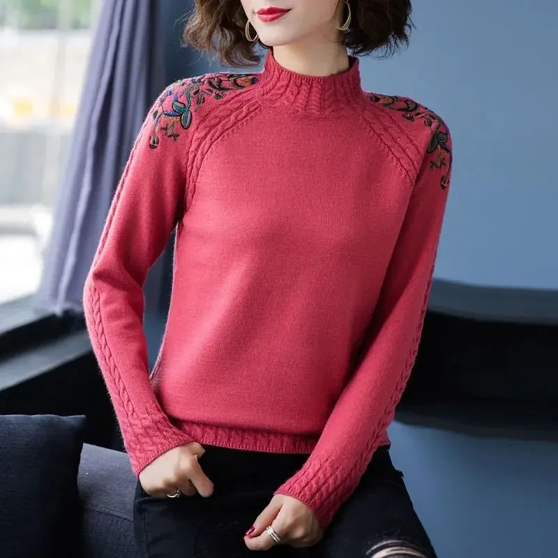 Cheap wholesale 2021 spring auyumn winyer new fashion casual warm nice women flower sweater woman female OL Ay3011