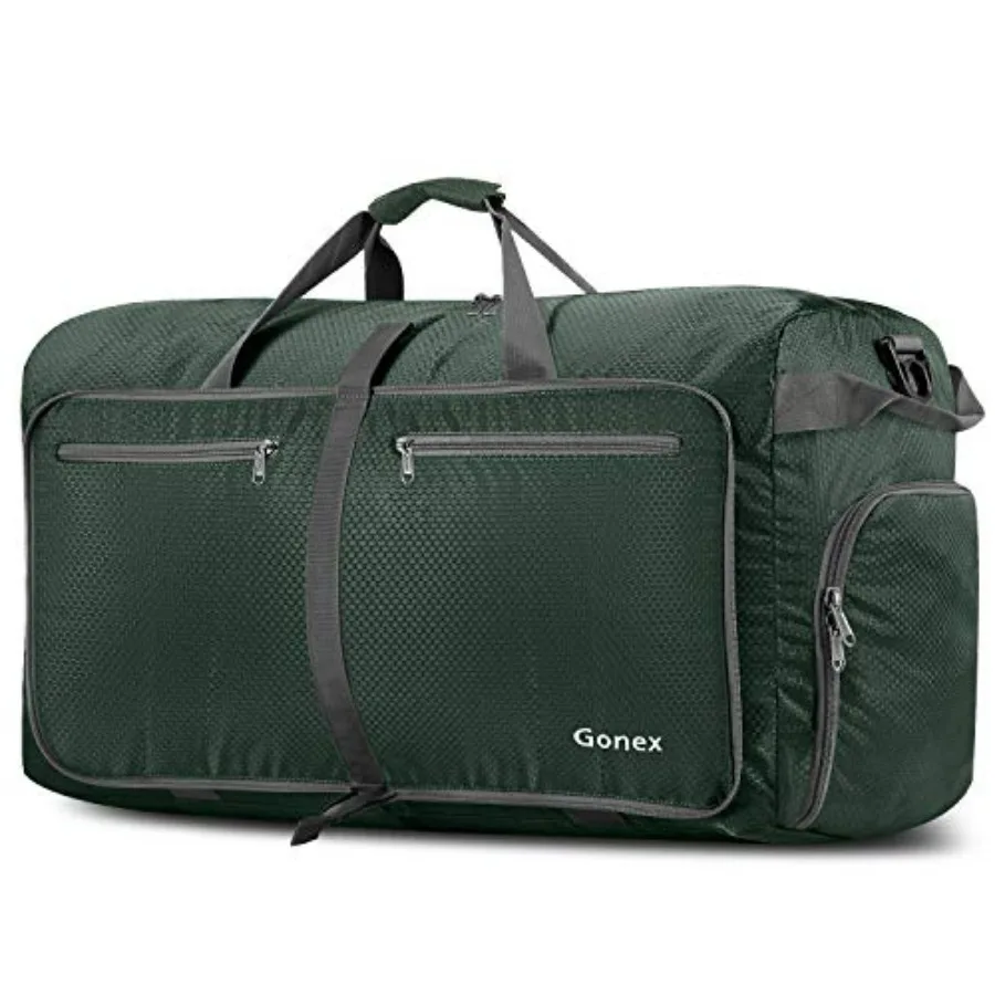 Gonex Large Foldable Travel Duffle Bag with Shoes Compartment, Packable Lightweight Water Repellent Duffel Bag for Camping Gym