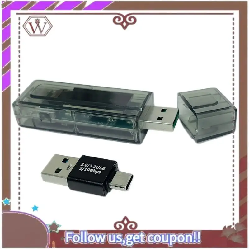 ABBG-Nmminer Miner 117KH/S USB Chain ESP32 Crypto Miner With Adapter BTC Solo Lottery Miner Ammeter USB-A Series Form Chain