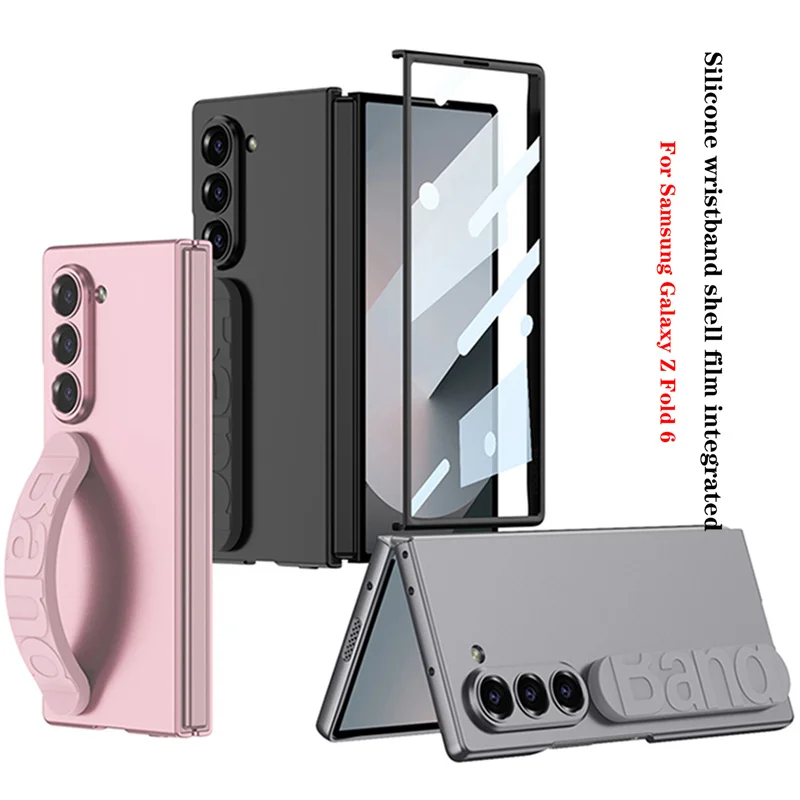 

For Samsung Galaxy Z Fold 6 360 Full Protective Screen Glass Phone Case For Galaxy Z Fold6 Silicone Wristband Protective Cover