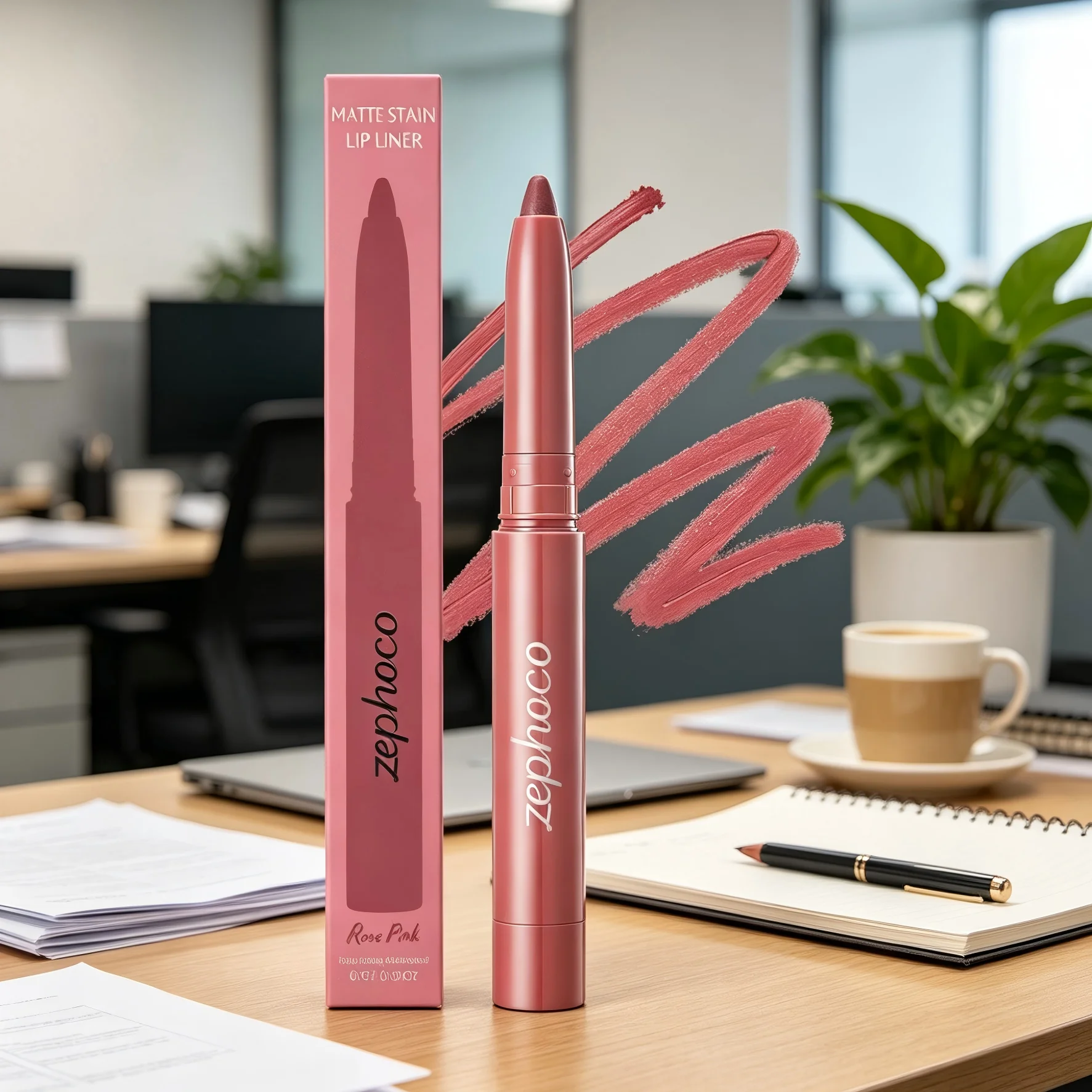 Zephoco Lipliner Pencil Waterproof Long Lasting Transfer-Proof Sharpenable Smooth Plumper Lip Liner Stain 2 in 1 Matte Lipstick