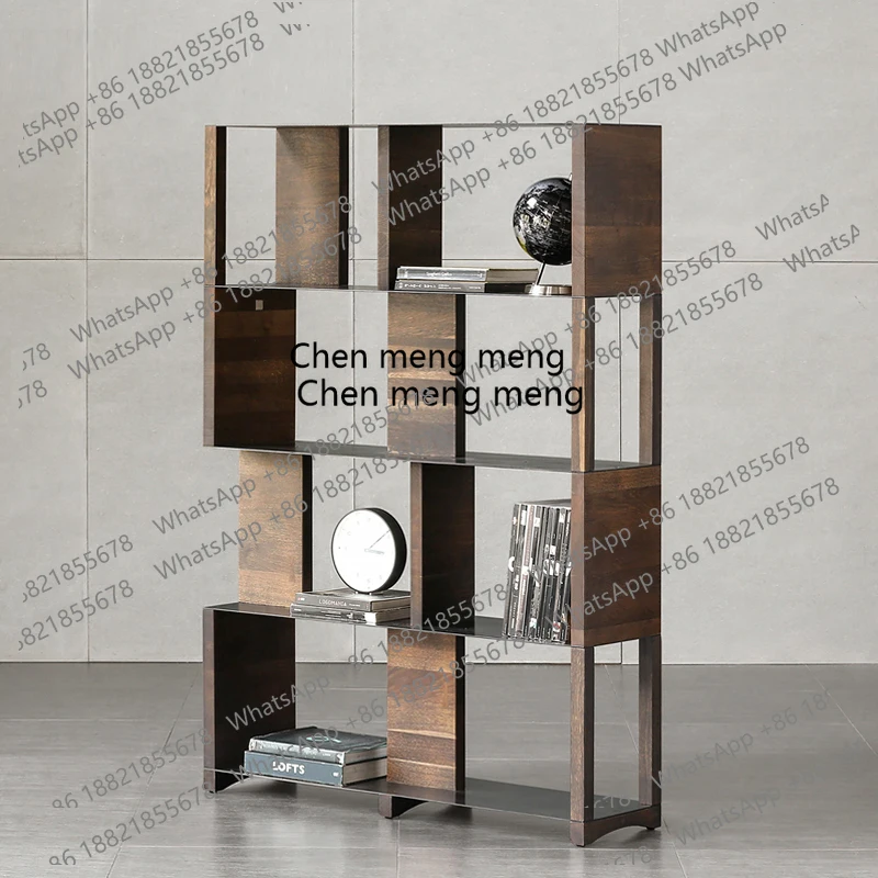 

Italian Minimalist Stainless Steel Bookshelf Multi-layer Simple Solid Wood Storage Rack Study Bookshelf Floor-standing