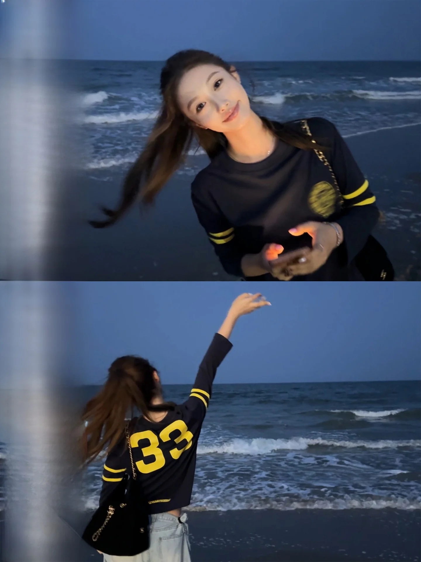 

Bluekiss Chest Stripe Long Sve T-irt Women's Spring Autumn Thin oulder Stand round Ne Cotton Casual Faion