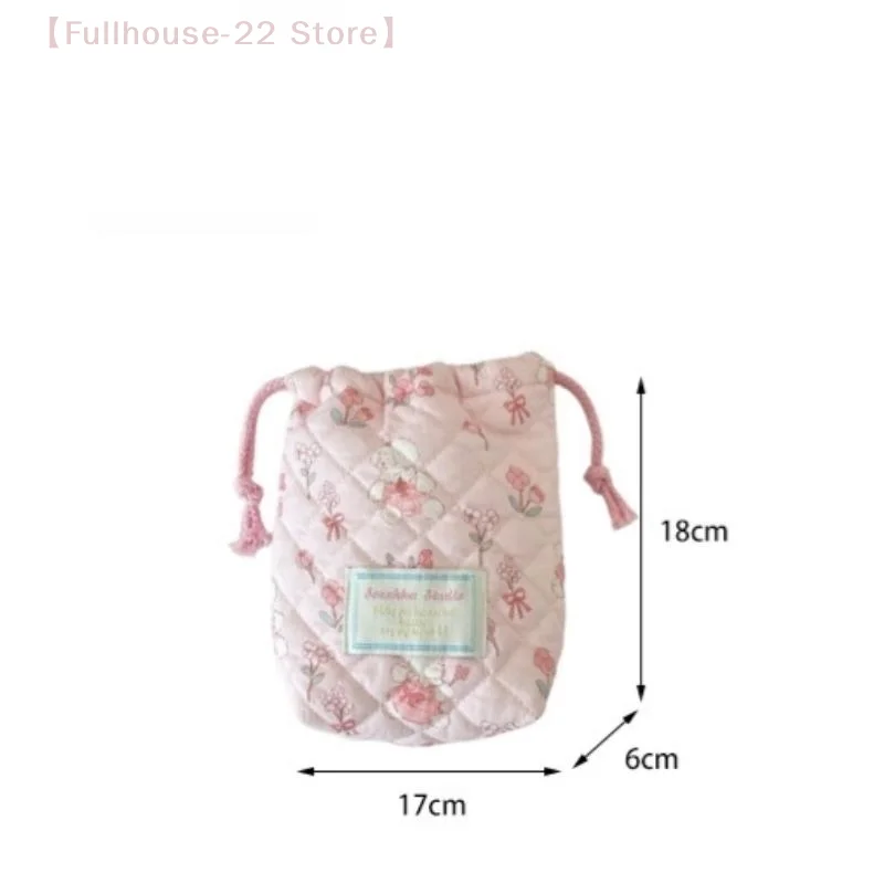 【MAX-22】Floral Storage Bag Drawstring Drawstring Pocket Soft Cotton Anti Fall Cosmetic Bag Sundry Storage Camera Bag