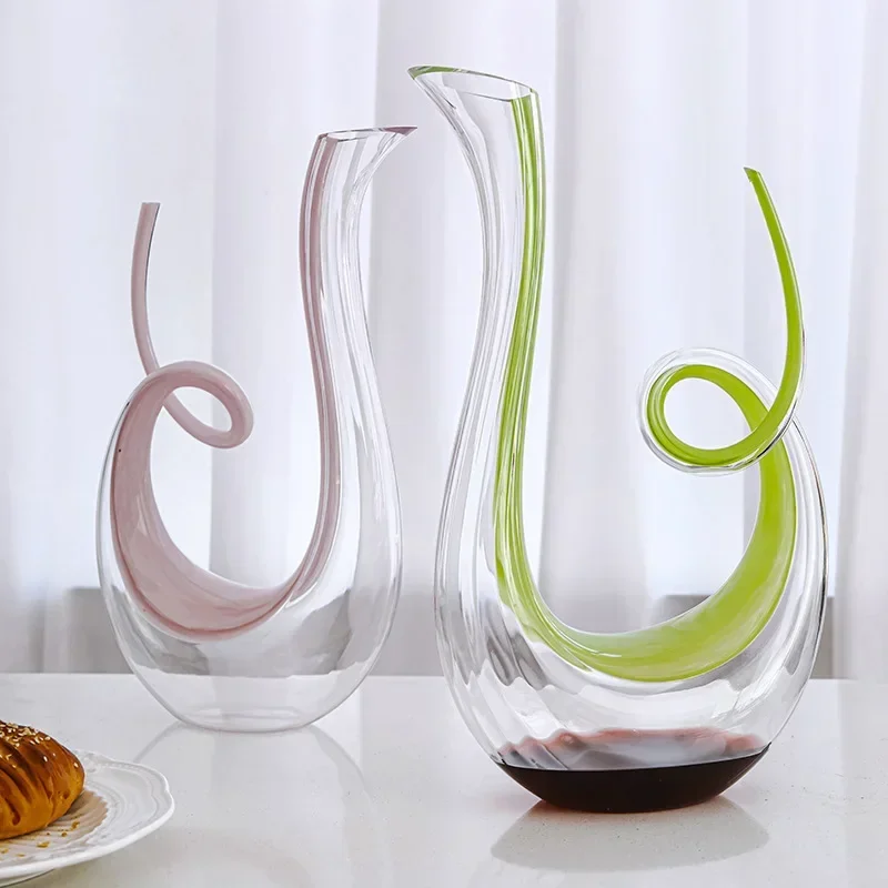 1180ml European Style Snail Shaped Decanter, Colorful Art Glass Wine Dispenser, and Household Whisky Quick Decanter，gift