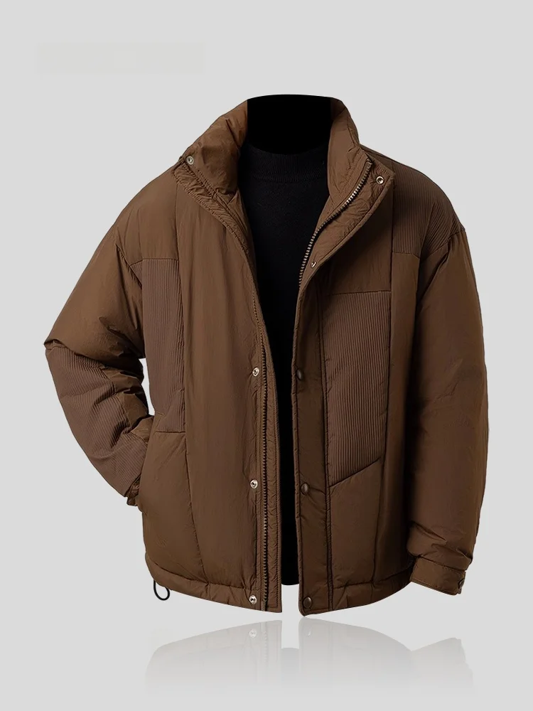 

Men's Winter Fashionable Stand Collar down Jacket Warmth And Cold Resistant Splicing Outerwear by I.T Brand