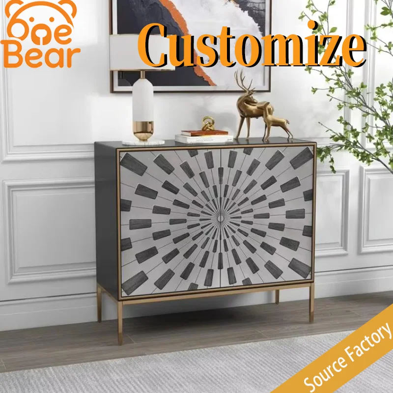

Nordic solid wood 5-drawer cabinet: expandable living room storage solution for apartments.