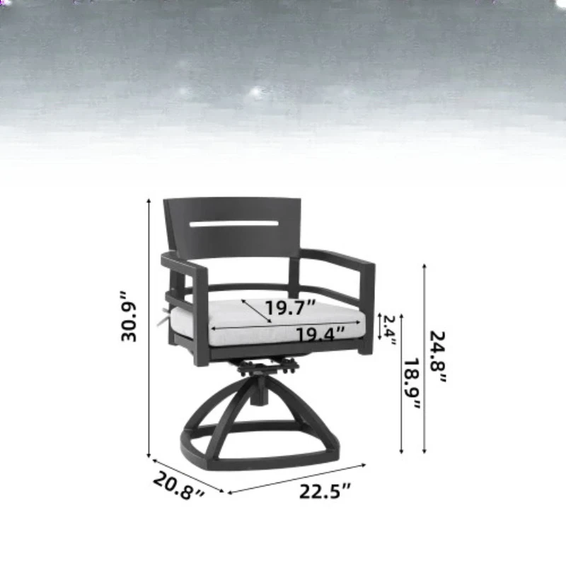 chair，Outdoor Patio Aluminum Swivel Rocker 2PCS with Outdoor-grade Fabric Cushions, Ember Black