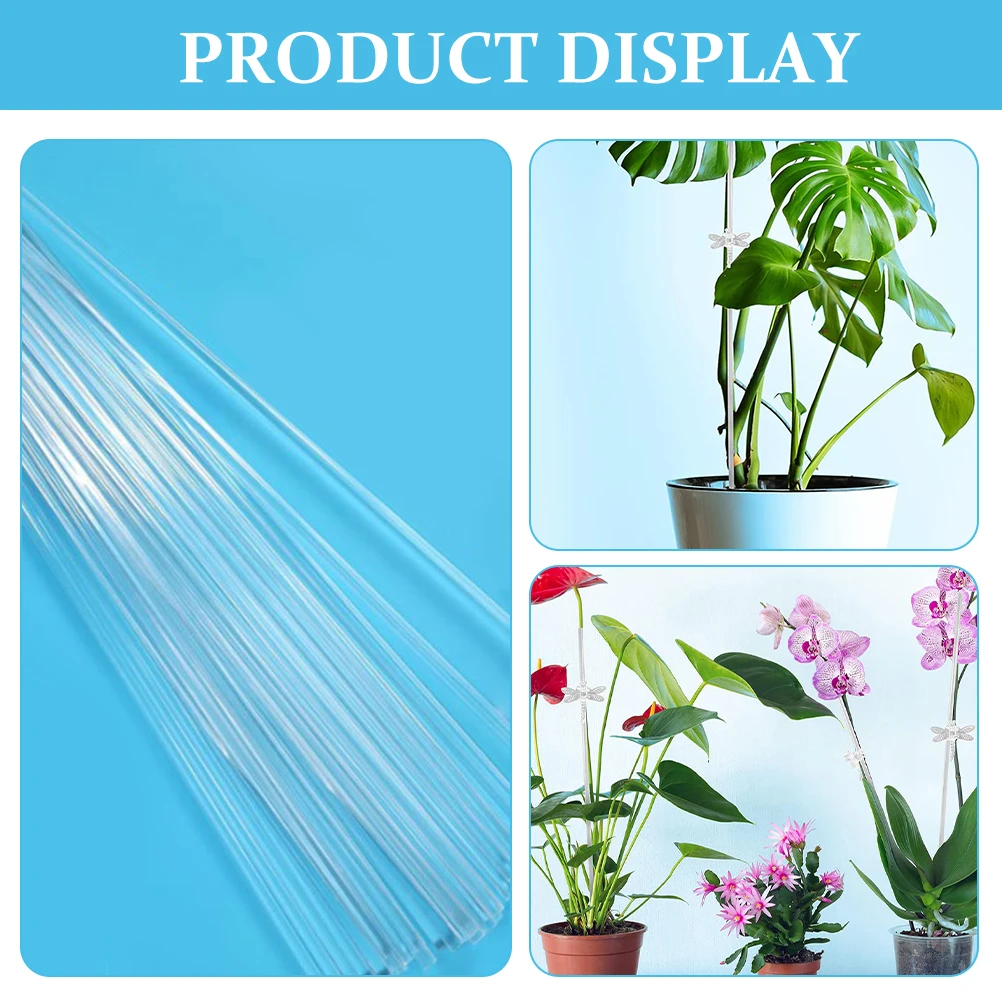

20 Sets Acrylic Plant Stakes Transparent Design Weather Resistant Single Stem Support Stake Potted Display Garden Accessories