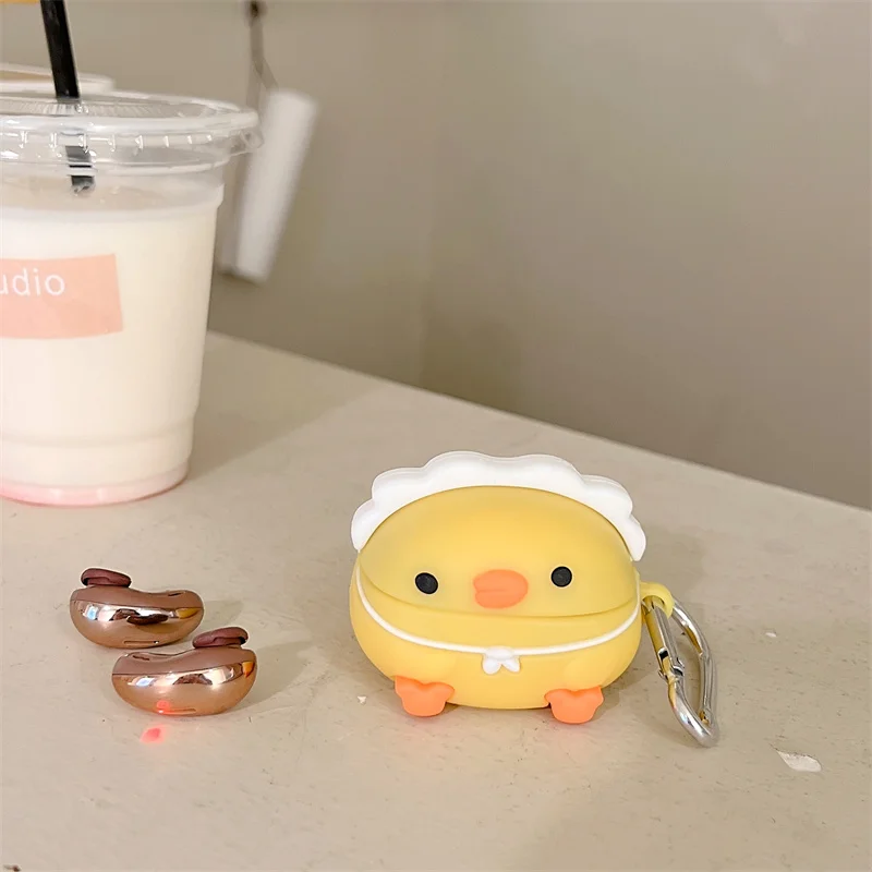 3D Cute Cartoon Chick Protective Cover For Samsung Galaxy Buds2/Live Buds Pro Wireless Bluetooth Headset Silicone Earphone Case