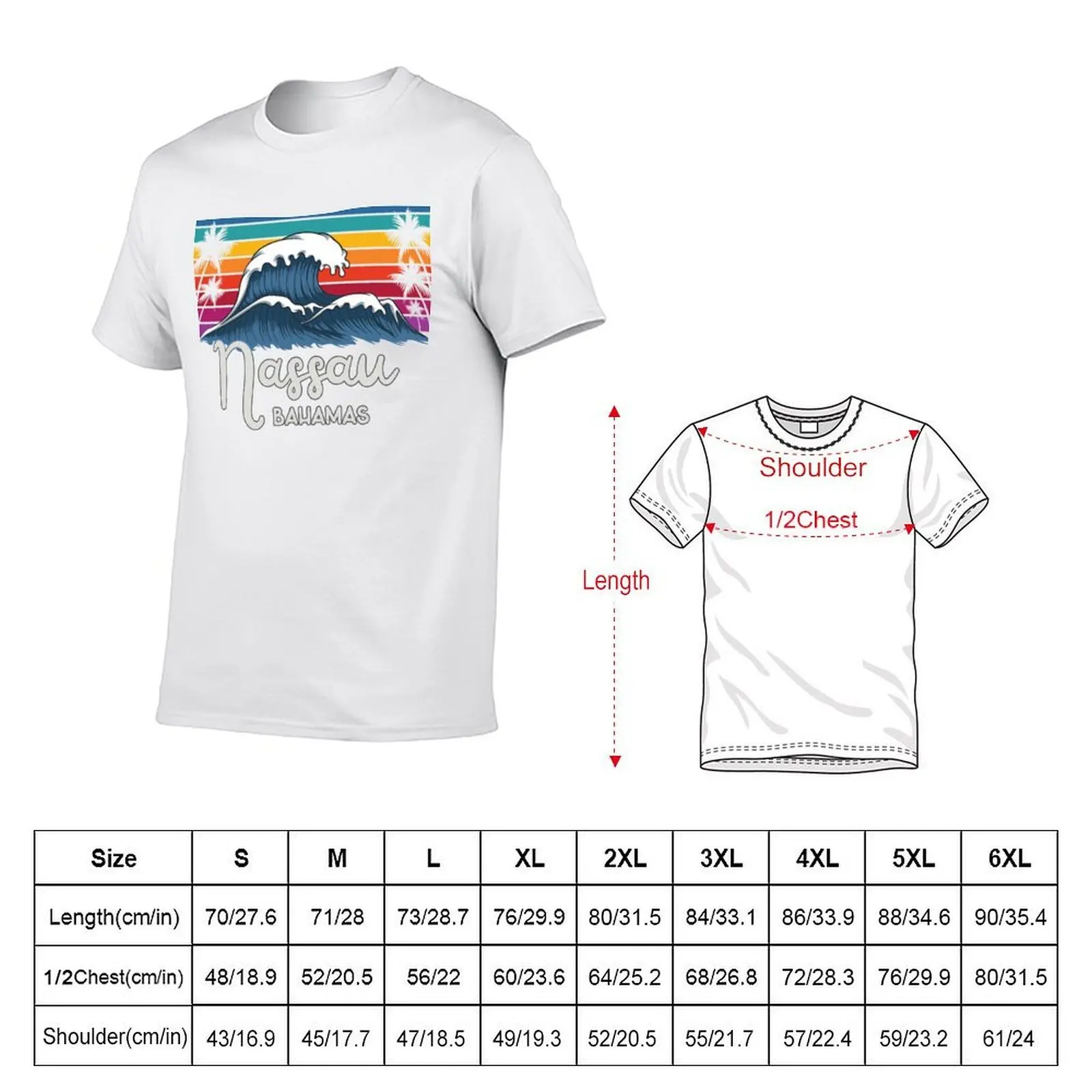 The Bahamas Nassau City Vintage Wave Art T-Shirt t shirt man luxury t shirts cotton 100% T-Shirt