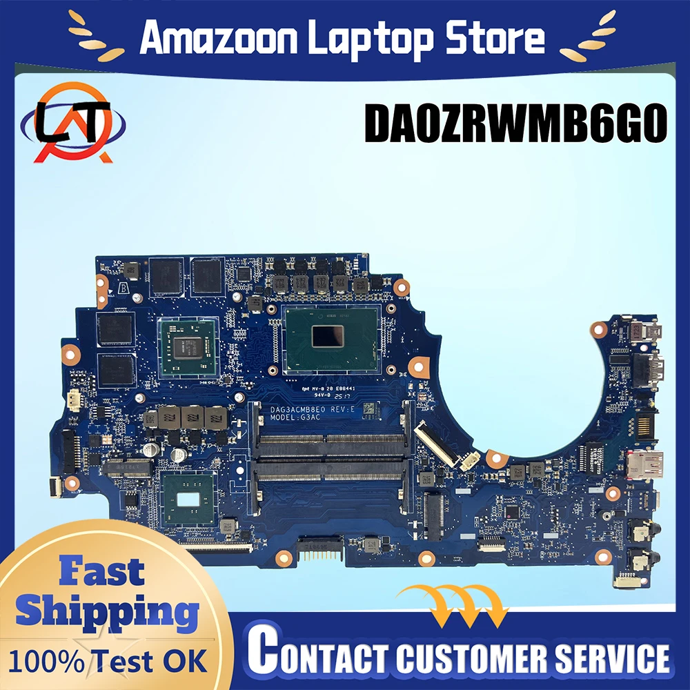 

For HP Omen 15-CE 15T-CE Laptop Motherboard DAG3ACMB8E0 with CPU I7-7700HQ GPU RX 550 V2G 100% Tested OK