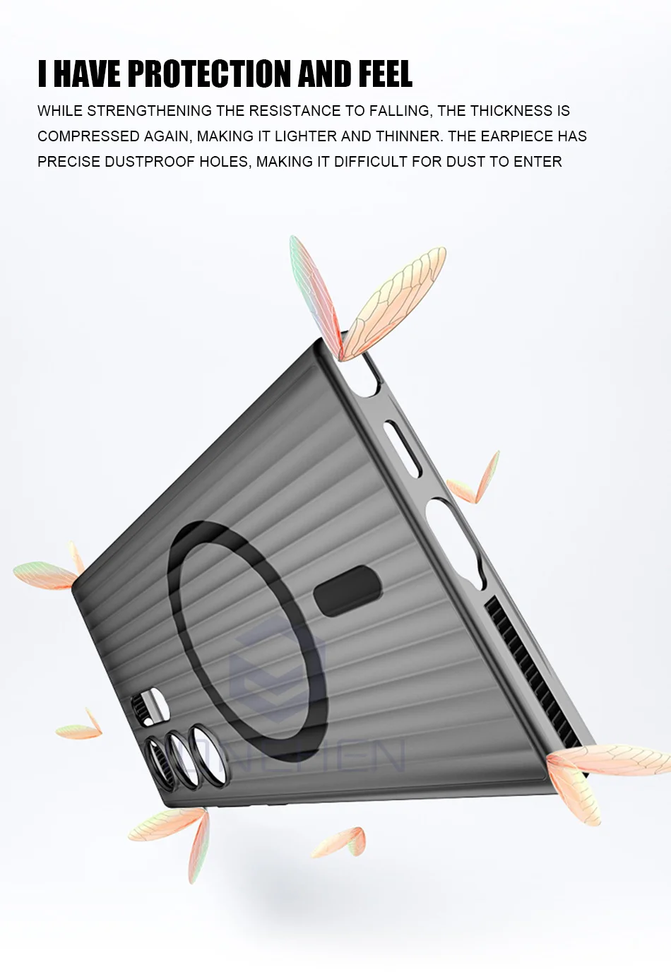 For Samsung Galaxy S24 Ultra Plus Case Clear Corrugated Pattern Non-slip Bumper Magnetic Wireless Charge For Magsafe Hard Cover