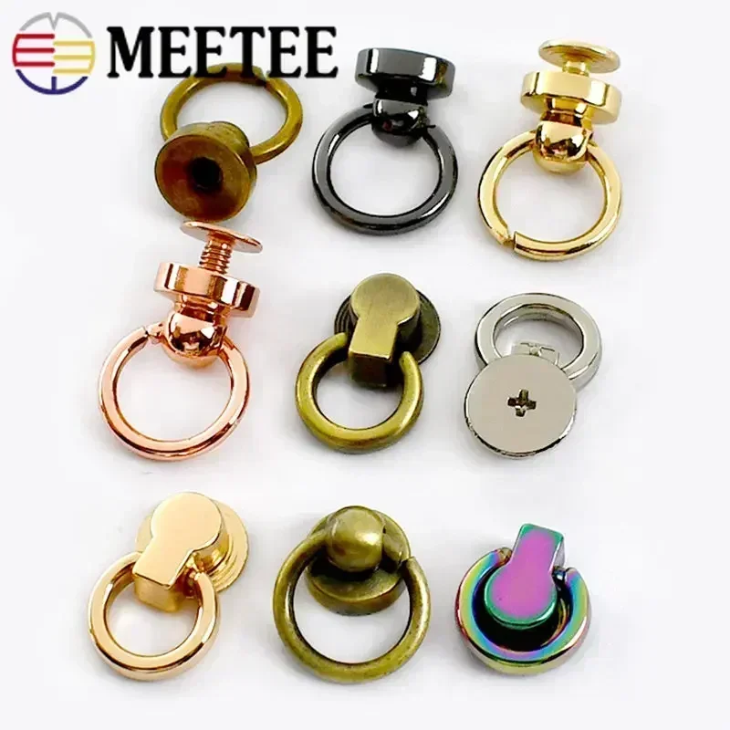 10/20Pcs 8/10mm Metal O Ring Bag Side Clip Buckle Phone Shell Screws Rivets Clasp Handbag Strap Chain Hanger DIY Crafts Hardware