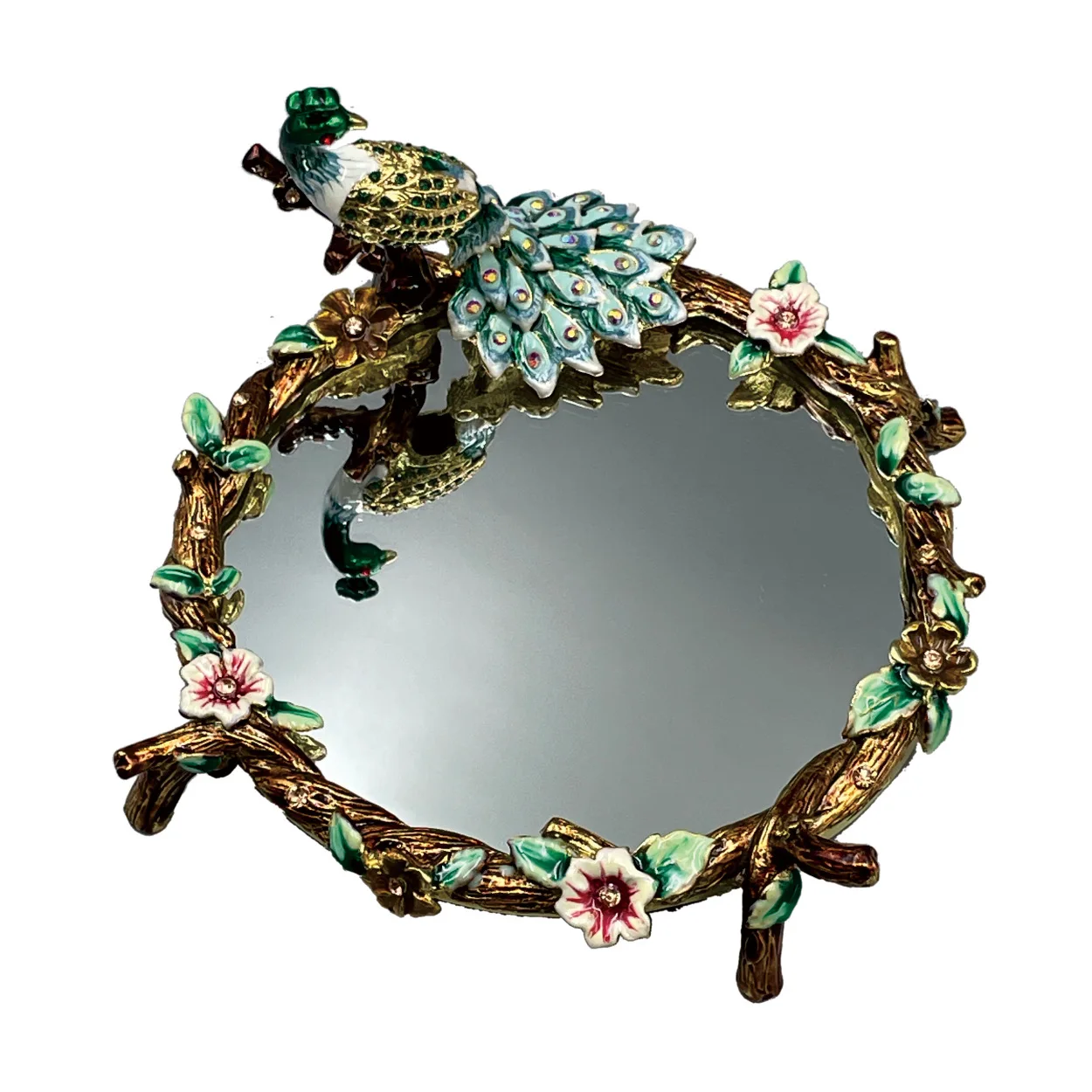 Creative enamel mirror  dresser  jewelry display  retro flower jewelry  storage