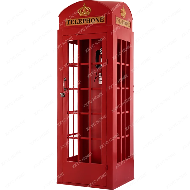 British Telephone Booth Decoration Retro Iron Art Shopping Mall Props Model Post Box Bar Photography Large Outdoor Decorations