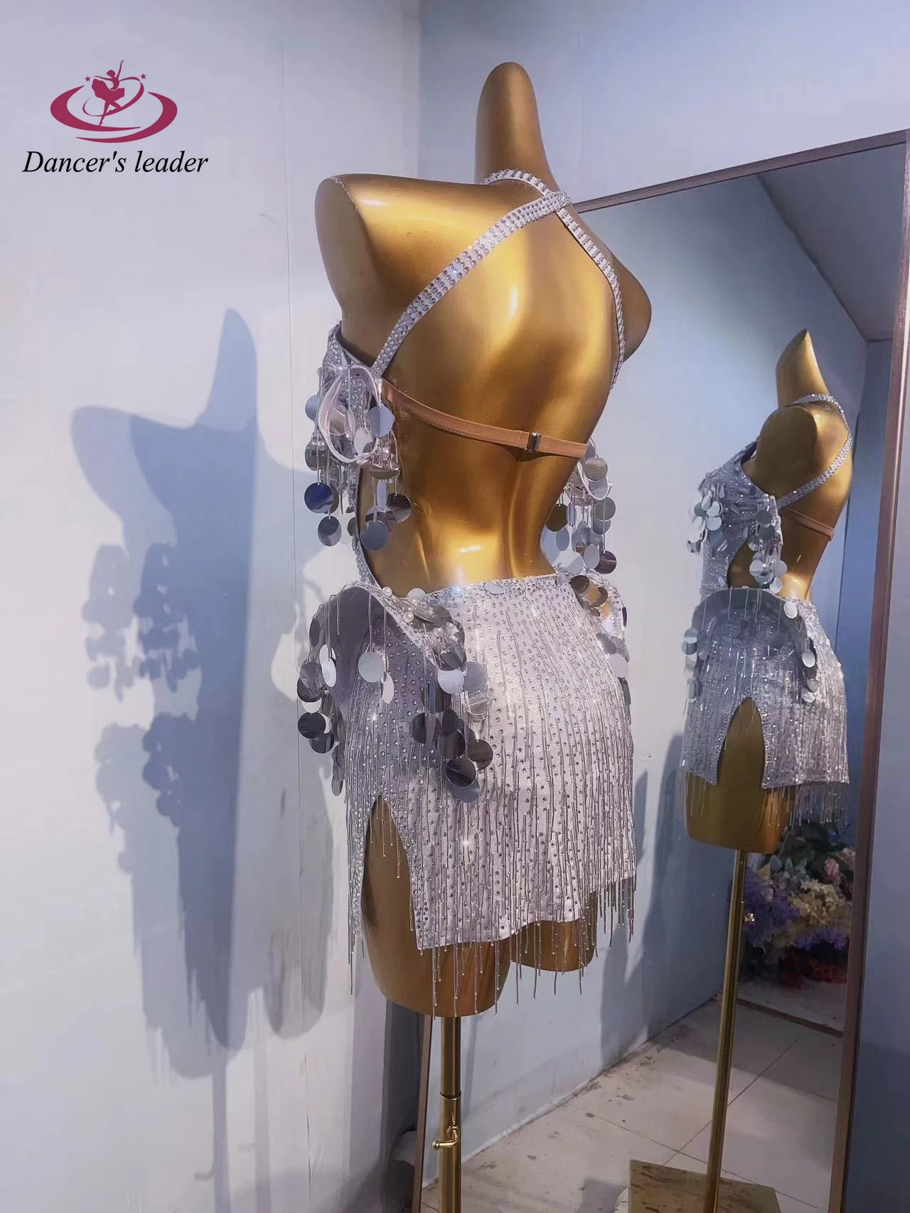 Latin Dance Stage Women's Clothing High-end Customized Round Bead Tube Tassel Samba Art Performance Clothing High Flash Dress