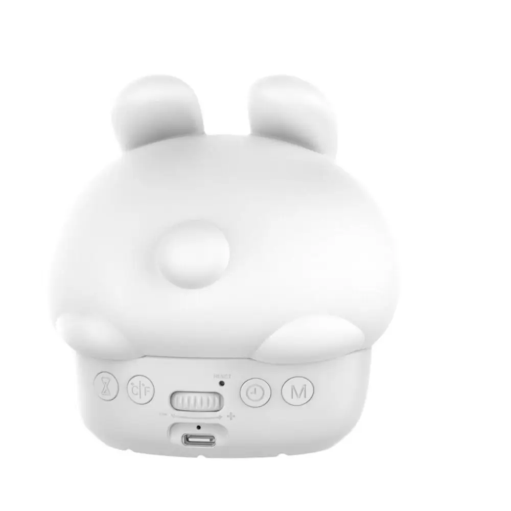 Cute Bunny Night Light Timer Touch Sensor Color-Changing Rabbit Lamp Silicone Warm Light Digital Alarm Clock Nursery