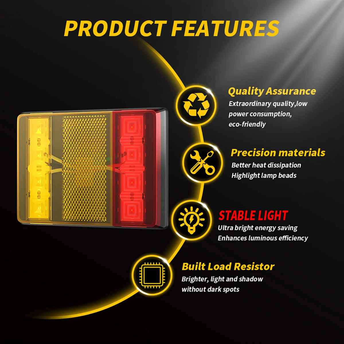 Caminhão Aviso Luzes Troneiras, 8 LED, Vermelho, Amarelo, Luzes Externas, Reboque, Caminhão, Camião, Trator, Indicador de Sinal, 12V-24V