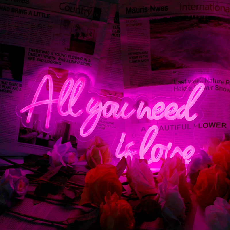 

All You Need Is Love Neon Sign For Friends Lover Home Wall Decoration Suitable For Christmas Wedding Party Bar Neon Light Art De