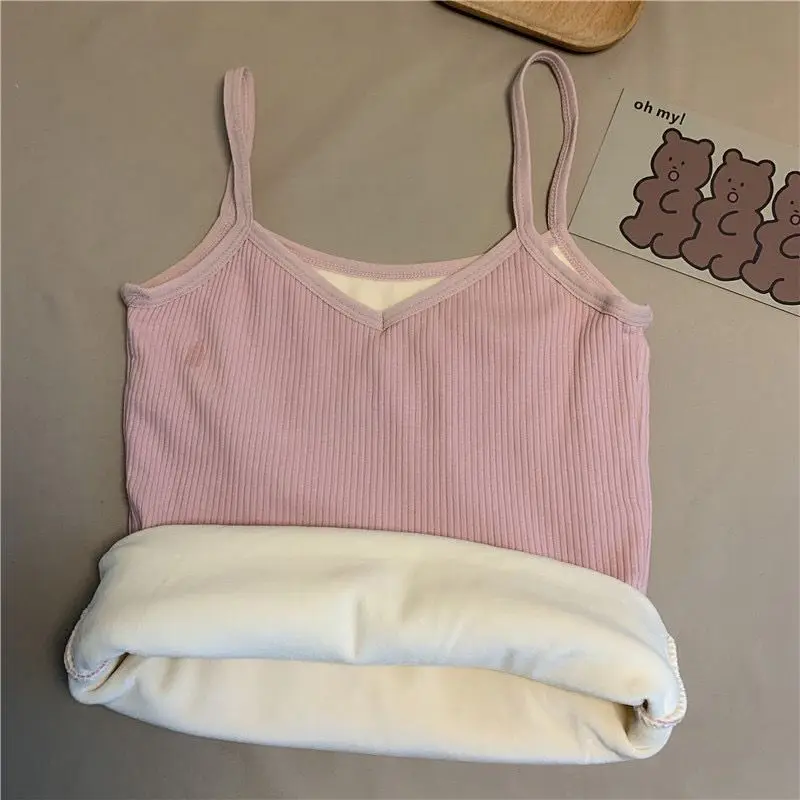 T-Shirt Ärmellose Oberteile Damen Winter Warme Unterwäsche Einfarbig Thermisch Lässige Nachtwäsche Sexy Elastisch Damen Dünner Samt – Detail 15