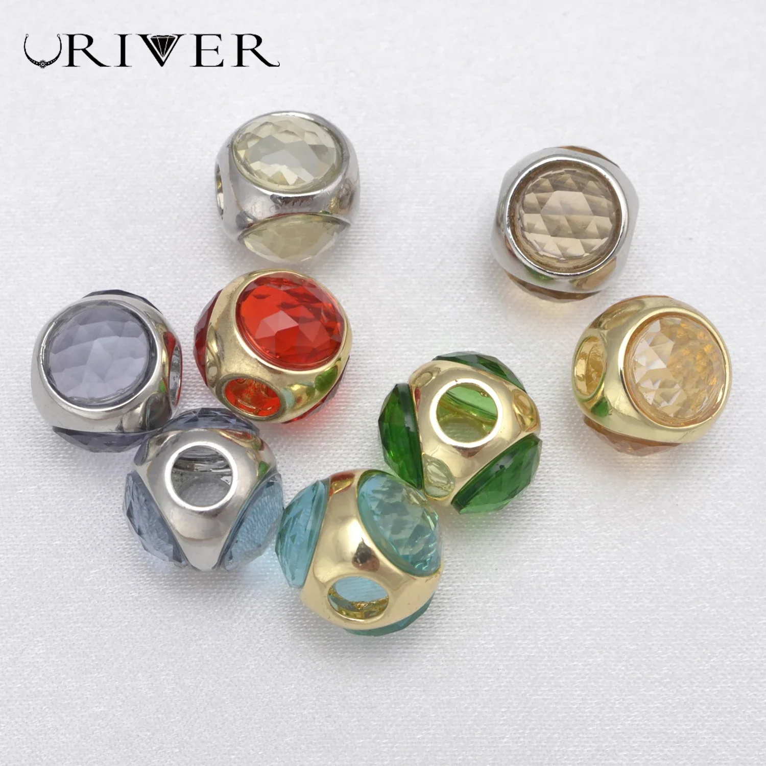 

7 Pieces Multicolor Spacer Beaded for Handmade DIY Jewelry Making Accessories Brass Crystal Zircon Chain Bracelet Necklace Parts