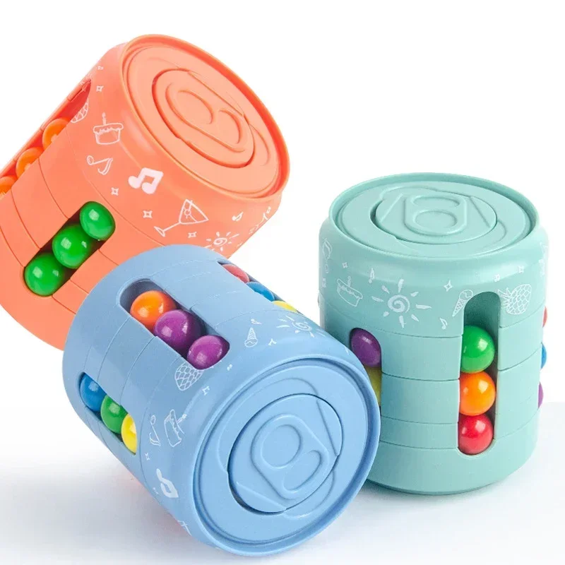 Pop Can Cube 3 w 1 Wiele funkcji Fidget Spinner Obrotowa kostka Magic Bean Cube Top Kolorowe fasolki Spinning palców Dekompresja