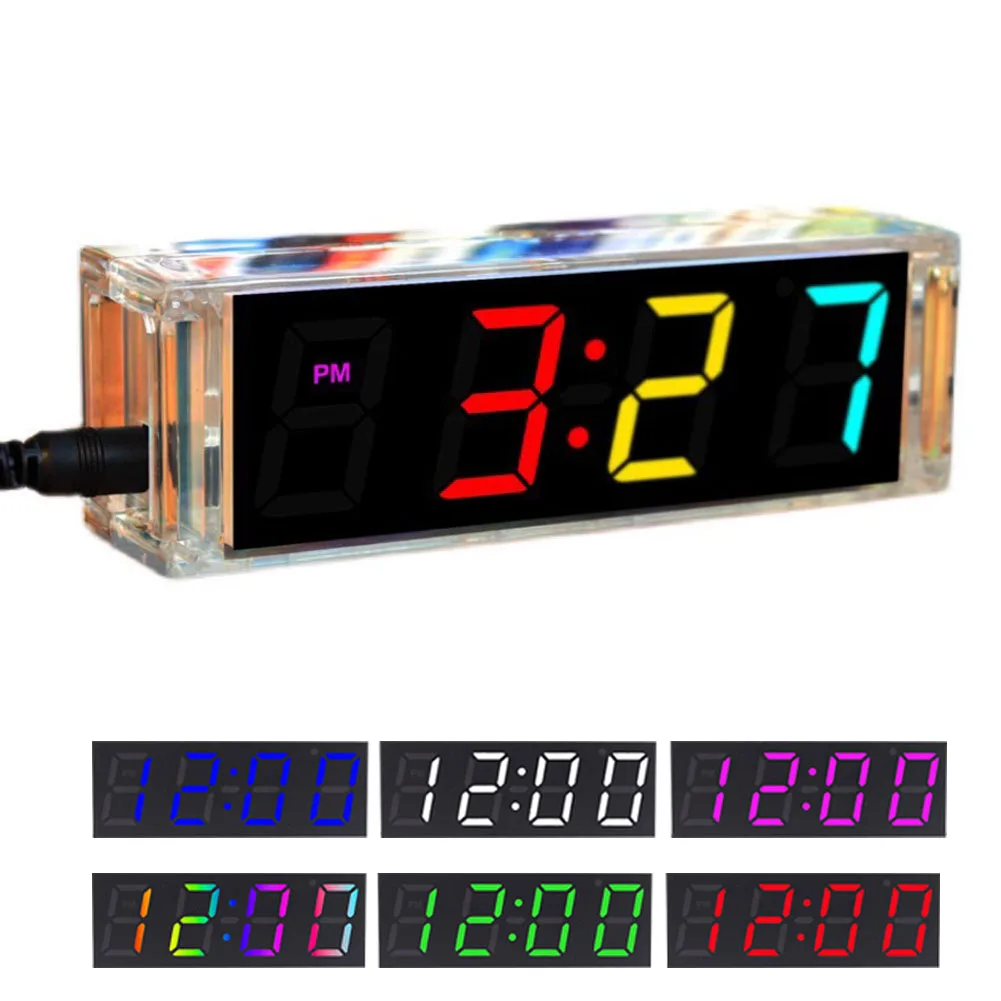 Kolorowy zestaw zegara cyfrowego DIY Wyświetlacz Data Tydzień Alarm temperatury Projekt lutowania Praktyka uczenia się Lutowanie Zestaw elektroniczny Diy