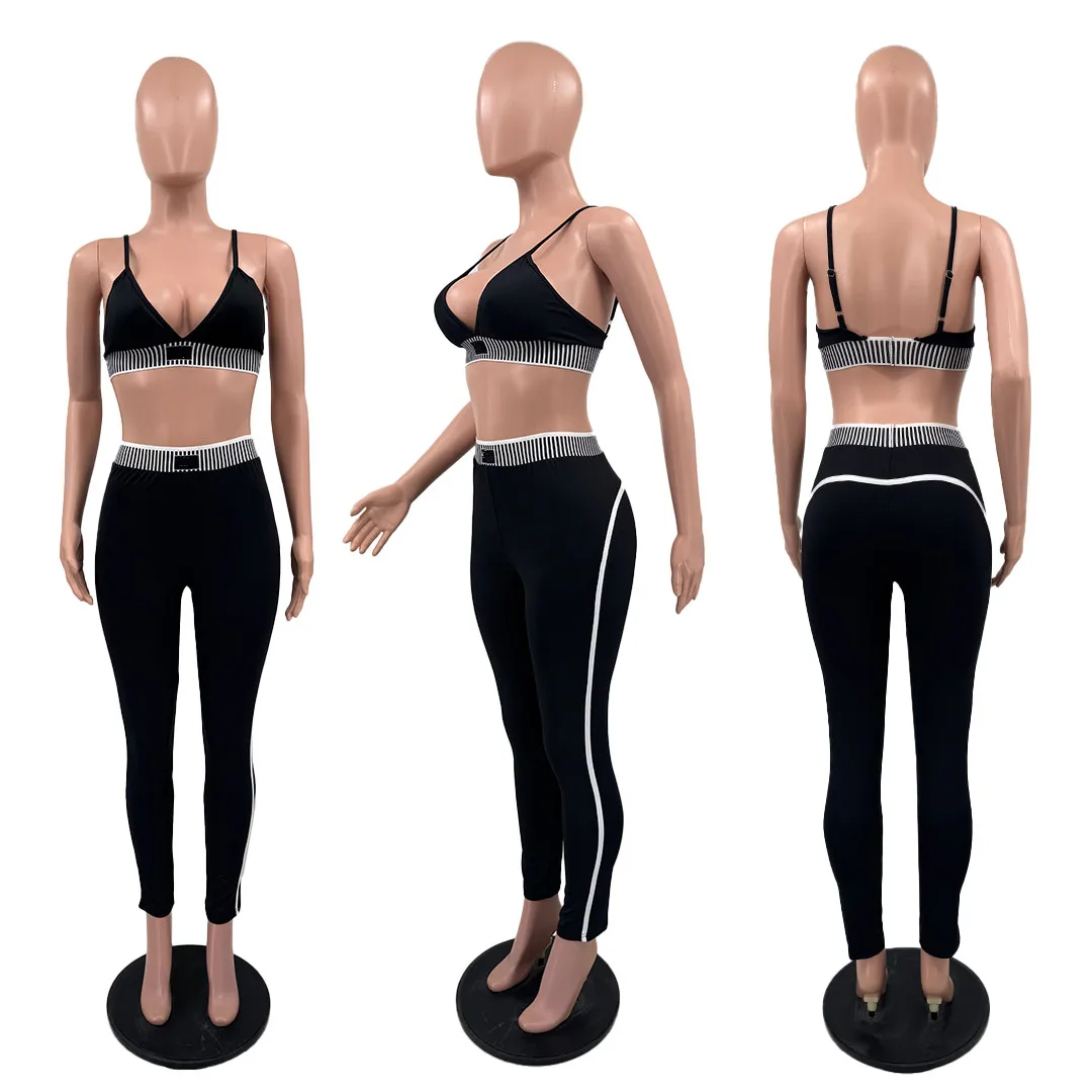 

DD0155 Женская спортивная одежда Летние комплекты для фитнеса и йоги в тренажерном зале Комплект из двух предметов Бюстгальтер Укороченный топ и леггинсы с высокой талией Спортивная одежда Тренировочная работа