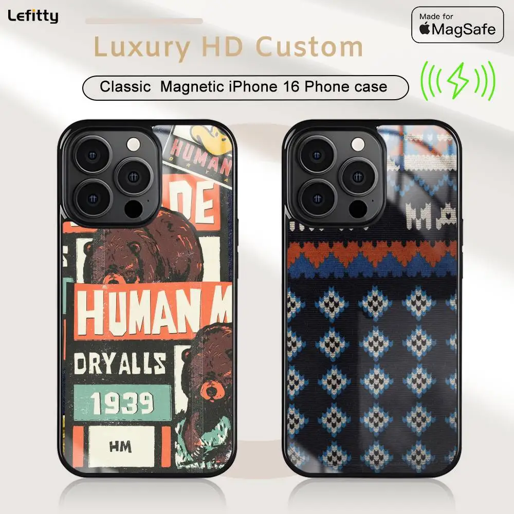 

Vintage H-Human M-Mades Phone Case For iPhone 16 15 14 13 12 11 Pro Max Plus Mini Magnetic Magsafe Wireless Charging Cover