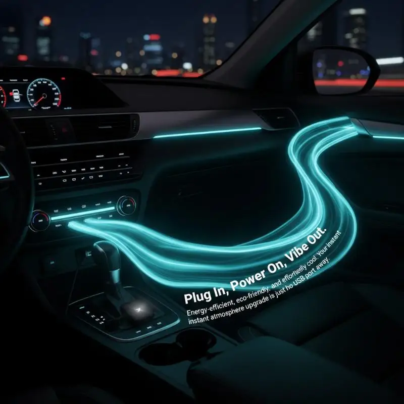 Car USB Ambient Lights Universal LED Atmosphere Light 2PCS Set Plug and Play for Auto Interior Signal Lighting