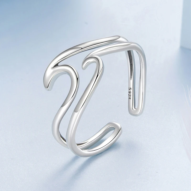 Women's 925 Sterling Silver V Style Double Layer Ring
