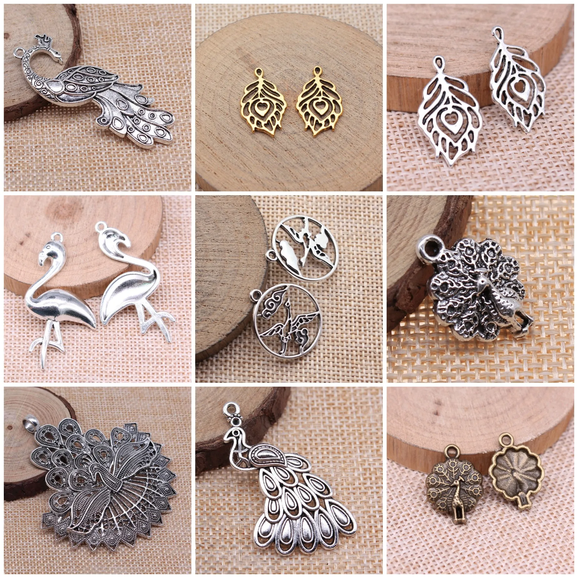 Vintage Peacock Phoenix Flamingo Bird Charms Pendant Bohemian Bulk For DIY Jewelry Making Bracelet Necklace