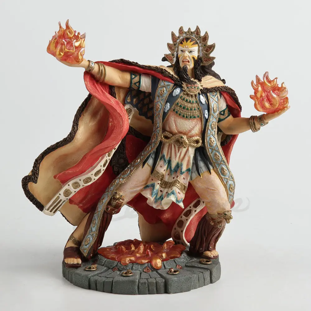 Mythical Fire Mage Statue Resin Sorcerer with Fireballs Figurine Fantasy Home Decor Collectible Sculpture Room Ornament Gift