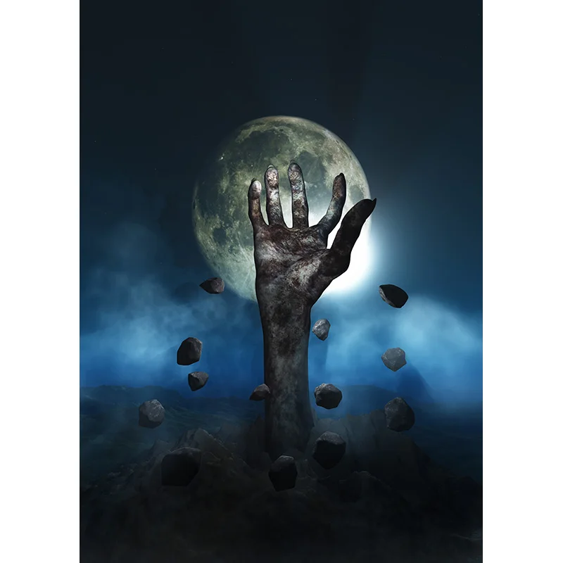 Halloween Backdrop Tombstone Castle Pumpkin Lantern Moon  Photography Background Photo Studio Props JKL-06