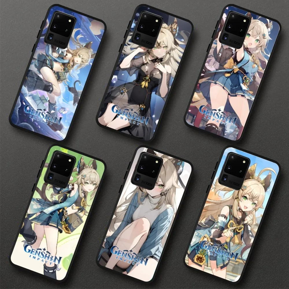 Genshin Impact Kirara Mobile Phone Case for Samung S24 S23 S22 S21 Pro Ultra A13 A33 A53 NOTE 20 PC Glass Phone Cover Shell