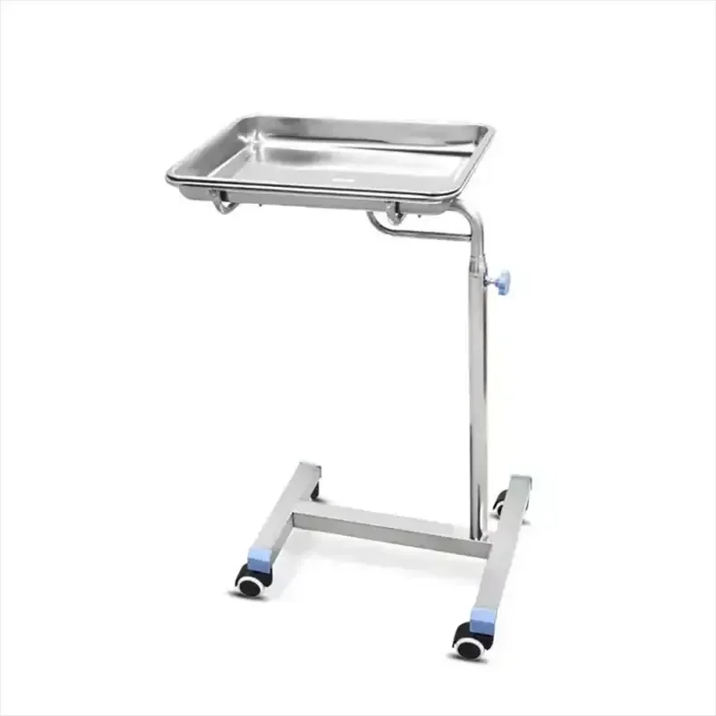 Stainless steel metal movable medical quadrate apparatus tray stand