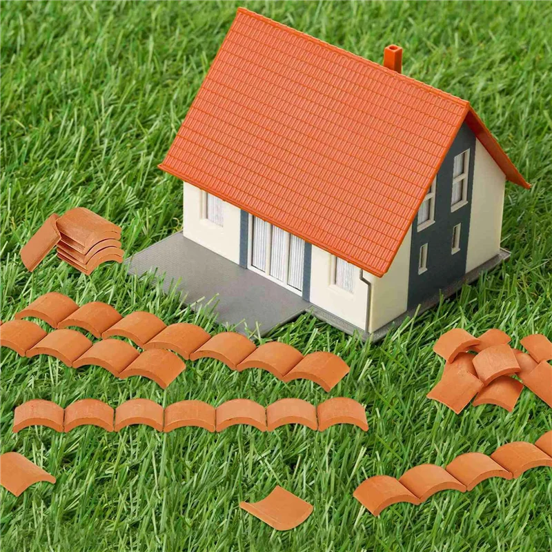 YSUN-800 Pcs Roof Tiles Model Building Set Red Miniature Tiles For DIY Landscape Kitchen Garden Decoration