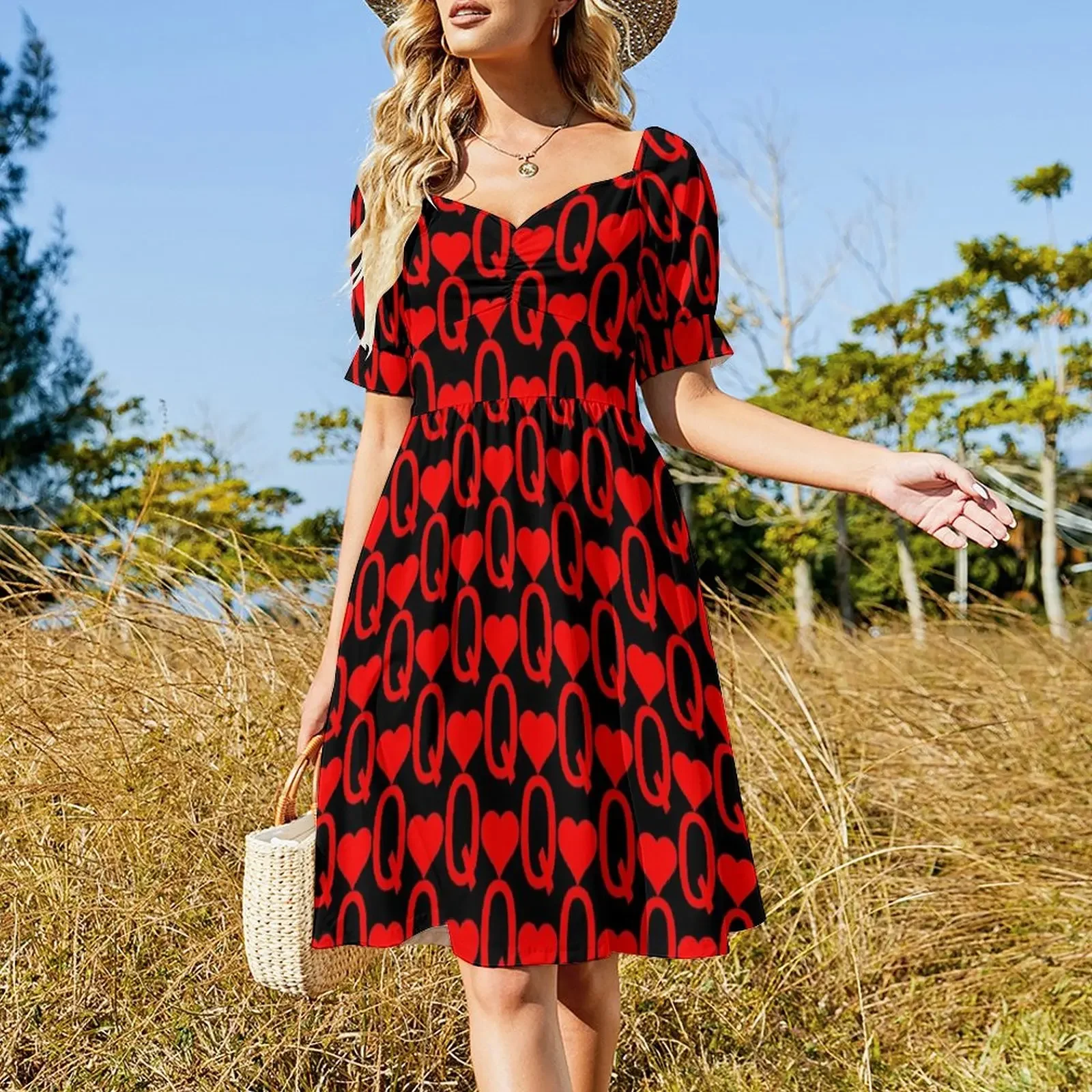 Queen of hearts - Century gothic patterned style (dark mode edition) Sleeveless Dress fairy dress Dress