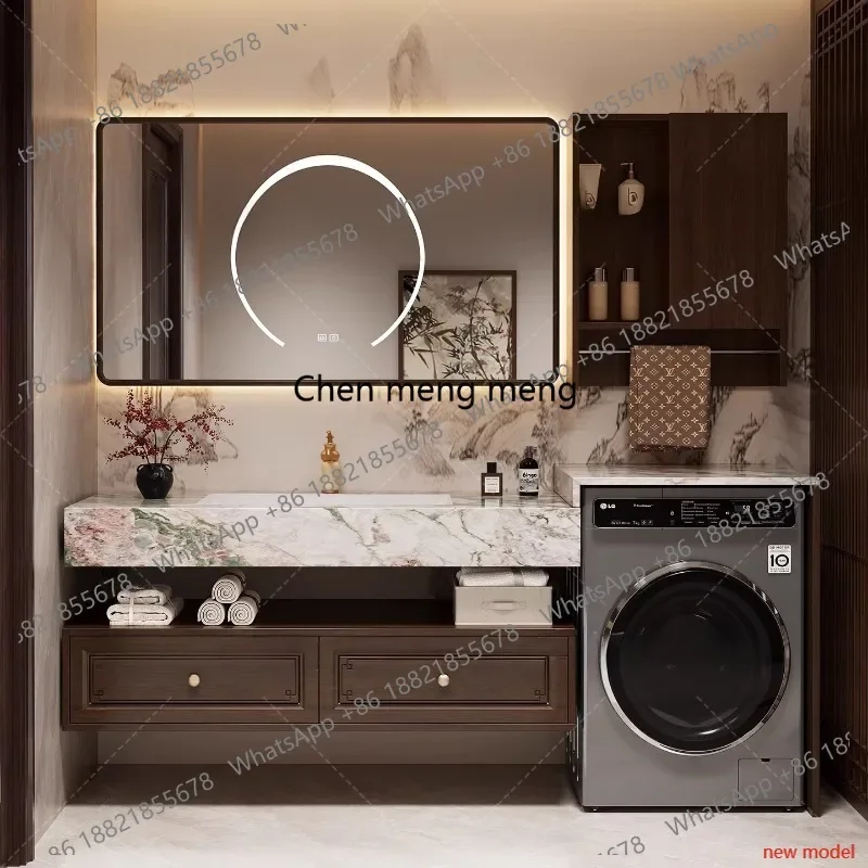 A178High-end, washing machine cabinet, bathroom cabinet, combination bathroom, rock slab washbasin, wash basin.
