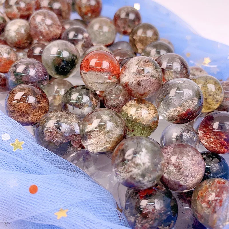 1PC Mini Crystal Garden Quartz Ball Natural Sphere Decor Pocket Stone Reiki Healing Energy Round Sphere Mineral Specimen Gifts