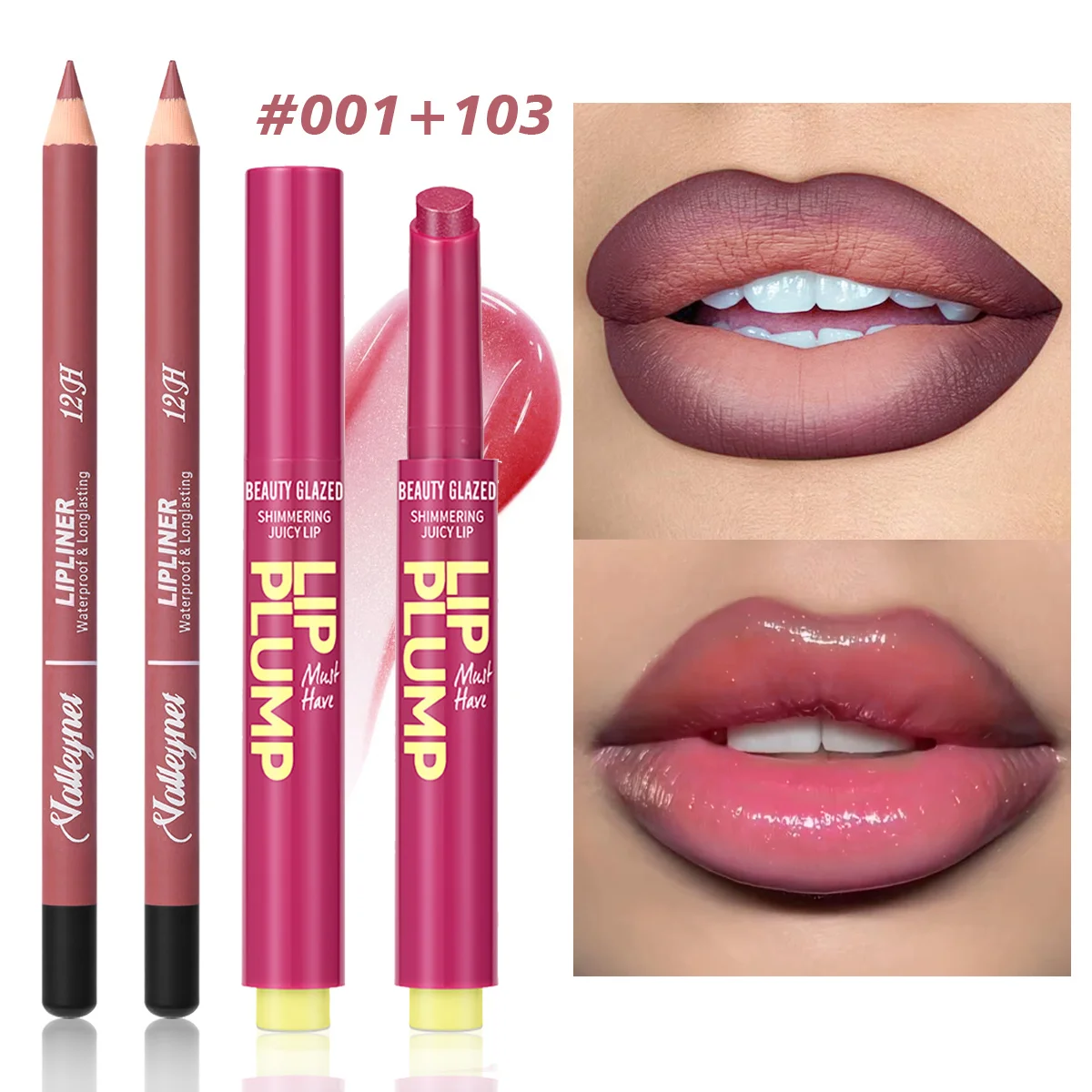 2Pcs/Set Moisturizing Lipstick Pen + Matte Lip Liner, long-lasting, red, brown, purple and multiple colors optional
