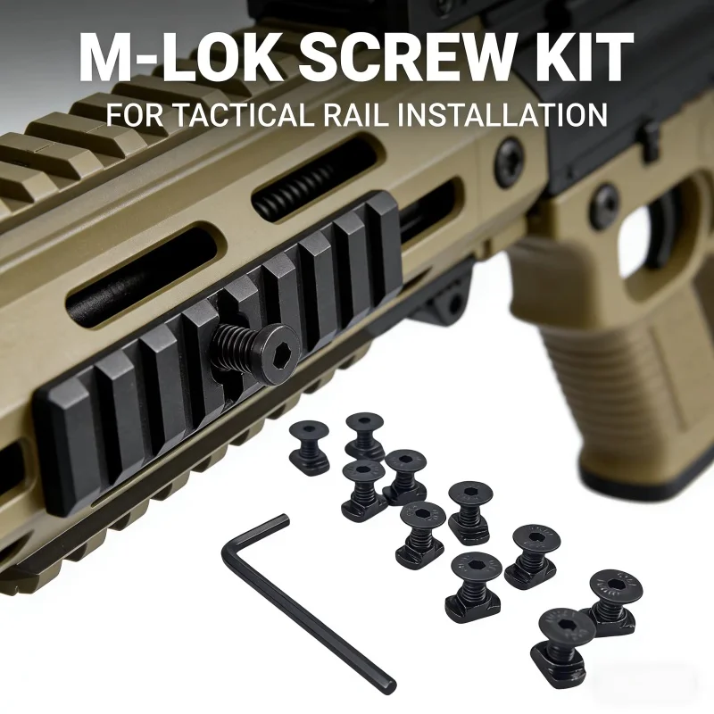 10 Set/Bag Standard M-LOK Screw Nut Assortment, 10mm 12mm Bolt M4 M5 T-Nut with L Hex Wrench