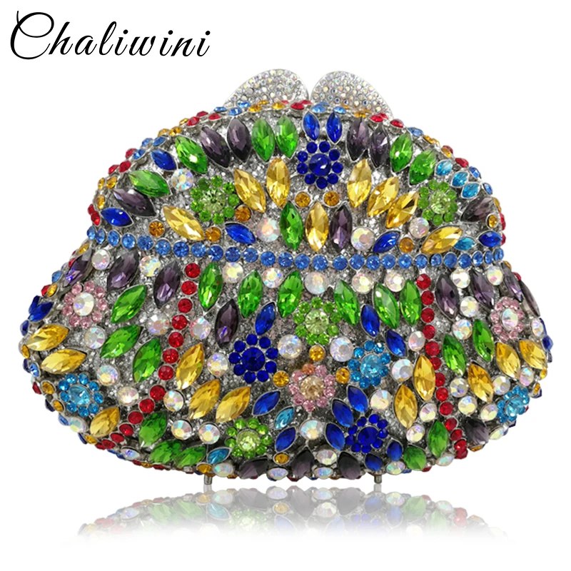 

Clutch Lady Floral Colorful Diamond Women Clutch Wedding Evening Bag Handbag Toiletry And Purse Shoulder Bag Party Evening Bags