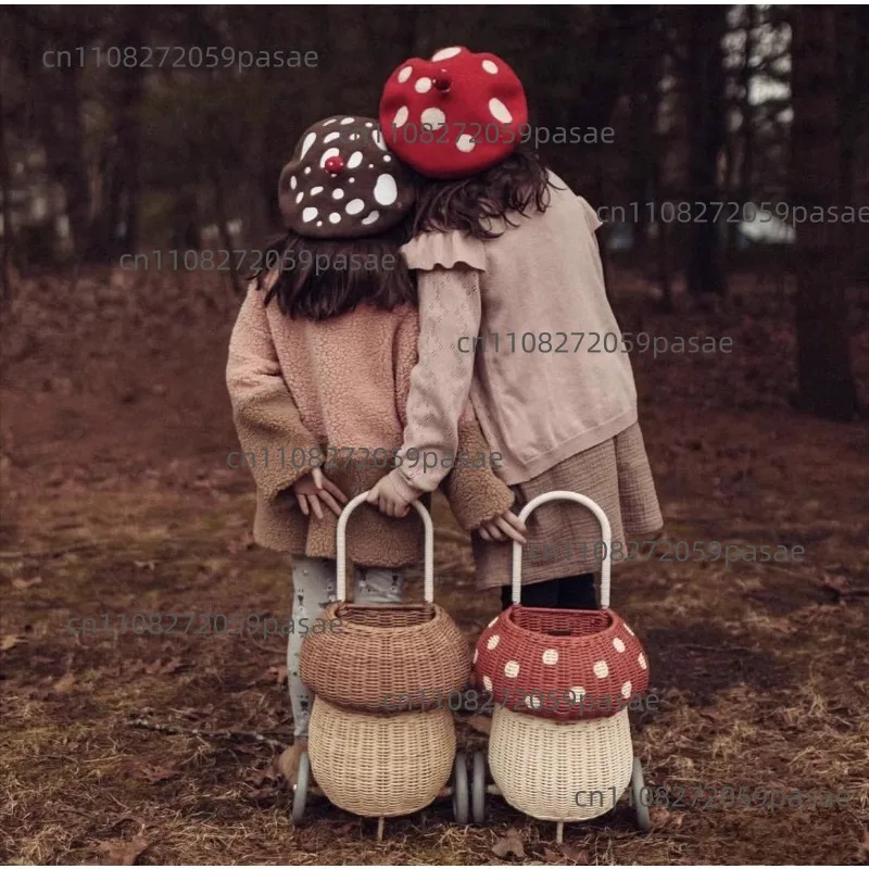 Wicker Mushroom Handcart: Room Decor and Pretend Play Photography