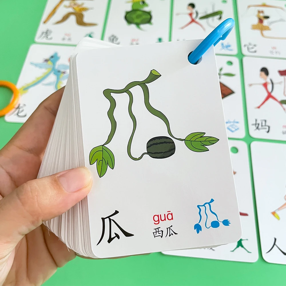 100 Chinese Characters Language Learnig Card Mandarin Chinese Pinyin Hieroglyphic Stroke Order Early Education Chinese Beginners